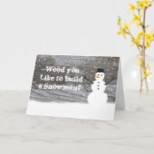 素朴冬の木あなたが雪だるまを構築する好き カード (黄色い花)