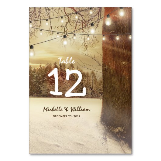 素朴冬の木のラ結婚イトのテーブル番号 テーブルナンバー (裏面)