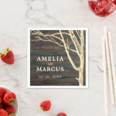 素朴冬の木ダーク結婚ウッド スタンダードカクテルナプキン (インサイチュ)