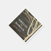 素朴冬の木ダーク結婚ウッド スタンダードカクテルナプキン (角)