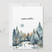 素朴冬の松の木の雪が戸外結婚に 招待状 (裏面)