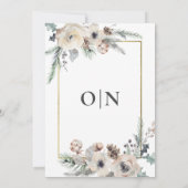 素朴冬の松フローラ金ゴールド結婚フレーム 招待状 (裏面)