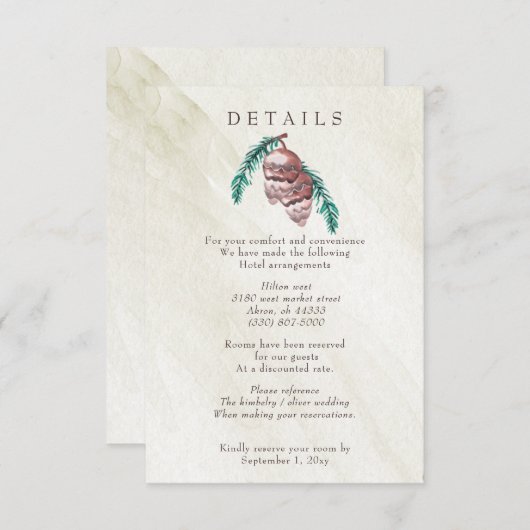 素朴冬の森の森の松のコーン結婚ズ エンクロージャーカード (正面/裏面)