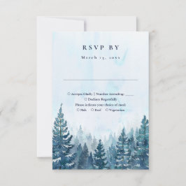 素朴冬の水の色の松の木の結婚森 出欠カード