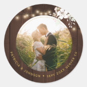 素朴冬の結パーソナライズされた婚写真 ラウンドシール (正面)