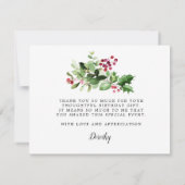 素朴冬の緑50誕生日 サンキューカード (裏面)