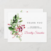 素朴冬の緑70誕生日 サンキューカード (正面/裏面)