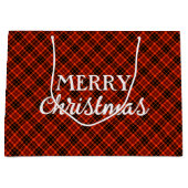 素朴冬の赤と黒の格子模様メリークリスマス ラージペーパーバッグ (正面)