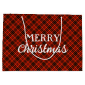 素朴冬の赤と黒の格子模様メリークリスマス ラージペーパーバッグ (裏面)
