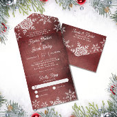 素朴冬の雪の赤いクリスマ結婚ス オールインワン招待状