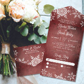 素朴冬の雪の赤いクリスマ結婚ス オールインワン招待状