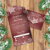 素朴冬の雪の赤いクリスマ結婚ス オールインワン招待状