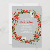 素朴冬フローラリースモダンブライダルシャワー 招待状 (裏面)