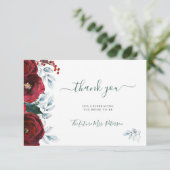 素朴冬フローラ感謝していブライダルシャワー サンキューカード (スタンド正面)
