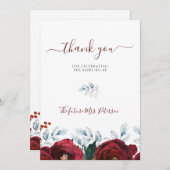 素朴冬フローラ感謝していブライダルシャワー サンキューカード (正面/裏面)