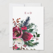 素朴冬ブルゴーニュフローラ結婚リース 招待状 (裏面)