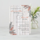 素朴冬ホワイトウォッシュウッド結婚式招待状 招待状 (スタンド正面)