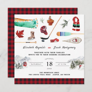 素朴冬山  キャンピ結婚ングの招待 招待状