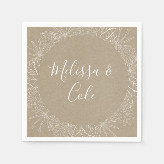 素朴冬 |クラフト結婚のナプキンス スタンダードカクテルナプキン (正面)