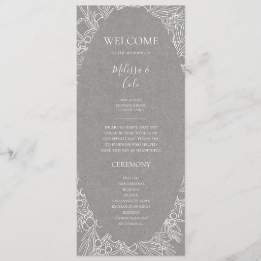 素朴冬 |グレー結婚式 プログラム (正面)