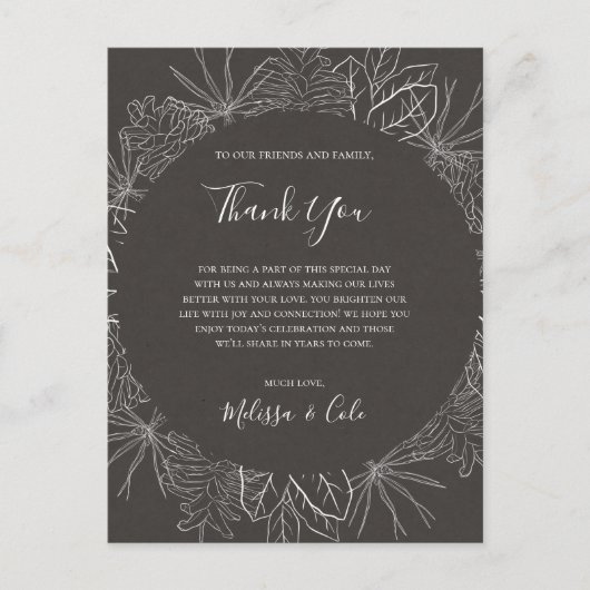 素朴冬 |木炭ありがとう披露宴カード ポストカード (正面)