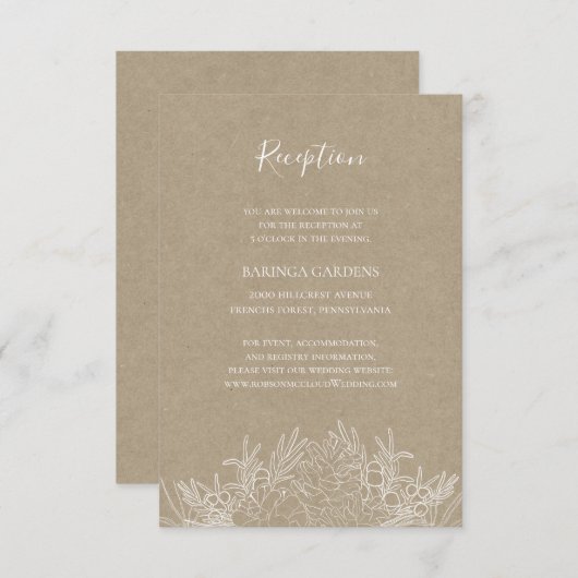 素朴冬 | Kraftウェディングレセプションカード エンクロージャーカード (正面/裏面)