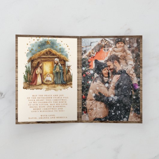 素朴出生シーン写真コラージュクリスマス シーズンカード (内部)