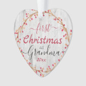 素朴初めてのクリスマスおばあちゃんの写真1枚 オーナメント (正面)