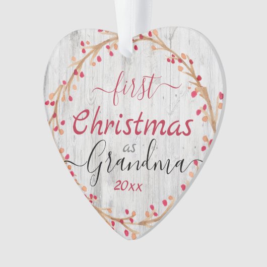 素朴初めてのクリスマスおばあちゃんの写真1枚 オーナメント (正面)