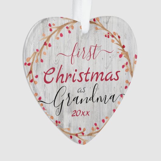 素朴初めてのクリスマスおばあちゃんの写真1枚 オーナメント (正面)