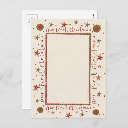 素朴初めてのクリスマスカード シーズンポストカード (正面/裏面)