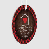 素朴初めてのクリスマスニューホームハートプレイド オーナメント (正面)