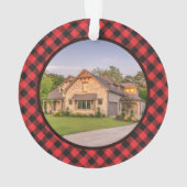 素朴初めてのクリスマスニューホームハートプレイド オーナメント (裏面)