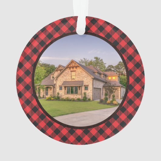 素朴初めてのクリスマスニューホームハートプレイド オーナメント (裏面)