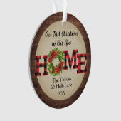 素朴初めてのクリスマスホームリースプレイドフォト オーナメント (正面)