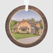 素朴初めてのクリスマスホームリースプレイドフォト オーナメント (裏面)