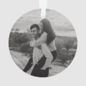 素朴初めてのクリスマス婚約した写真とプレイド オーナメント (裏面)