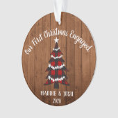 素朴初めてのクリスマス婚約した写真とプレイド オーナメント (正面)