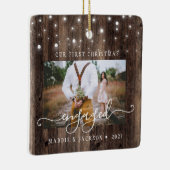 素朴初めてのクリスマス婚約した2枚の写真  セラミックオーナメント (右)