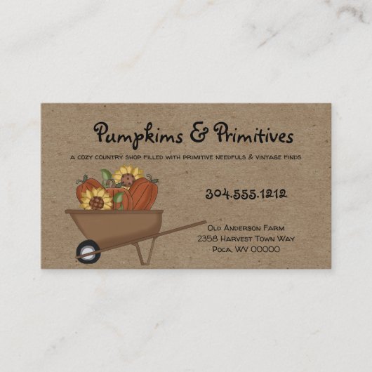 素朴初期の秋カボチャとヒマワリ 名刺 (正面)