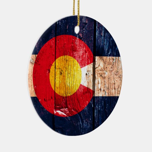素朴動揺してな木製コロラド州旗オーナメント セラミックオーナメント (右)