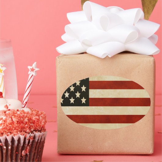 素朴動揺して米国国旗 楕円形シール (パーティー)