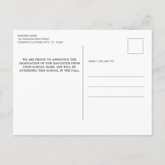 素朴卒業カスタム芸術的3写真 案内ポストカード (裏面)