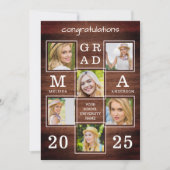 素朴卒業生6写真コラージュ木材卒業 案内状 (正面)