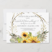 素朴台本の結婚ひまわり木製 招待状 (正面)