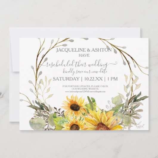 素朴台本の結婚ひまわり木製 招待状 (正面)