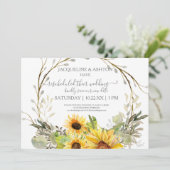 素朴台本の結婚ひまわり木製 招待状 (スタンド正面)