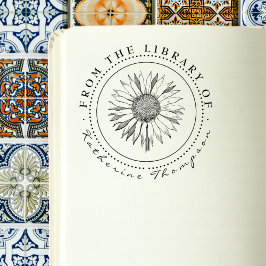 素朴名前をカスタムする書庫のヒマワリ ラバースタンプ