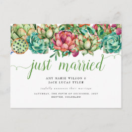 素朴吸汁性サボテン結婚の発表 ポストカード