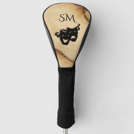 素朴喜劇と悲劇の劇場用仮面 ゴルフヘッドカバー (正面)